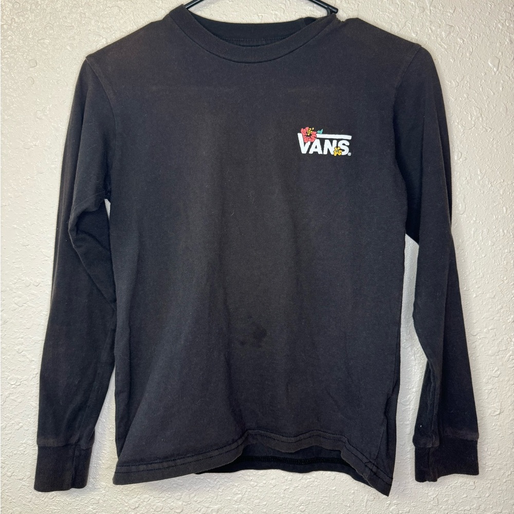 Vans Skull And Flowers Long Sleeve Women’s Tee Size S 100% Cotton
